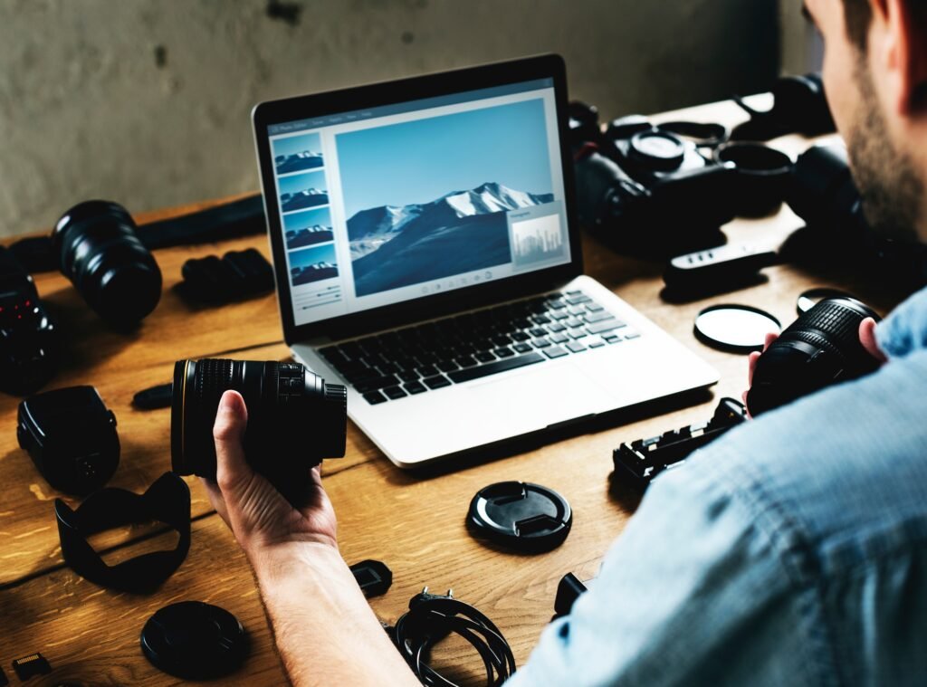 Photographer with camera equipment